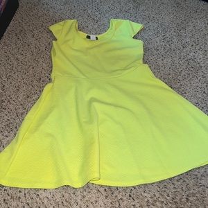 Bright yellow flare dress